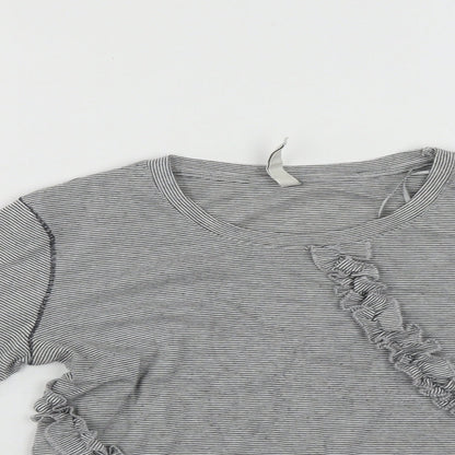 House of Fraser Womens Multicoloured Striped Polyester Basic Blouse Size 8 Roll Neck