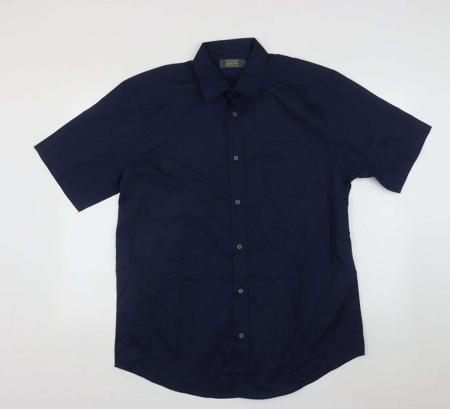 Williams&Brown Mens Black  Polyester  Button-Up Size 17 Collared Button