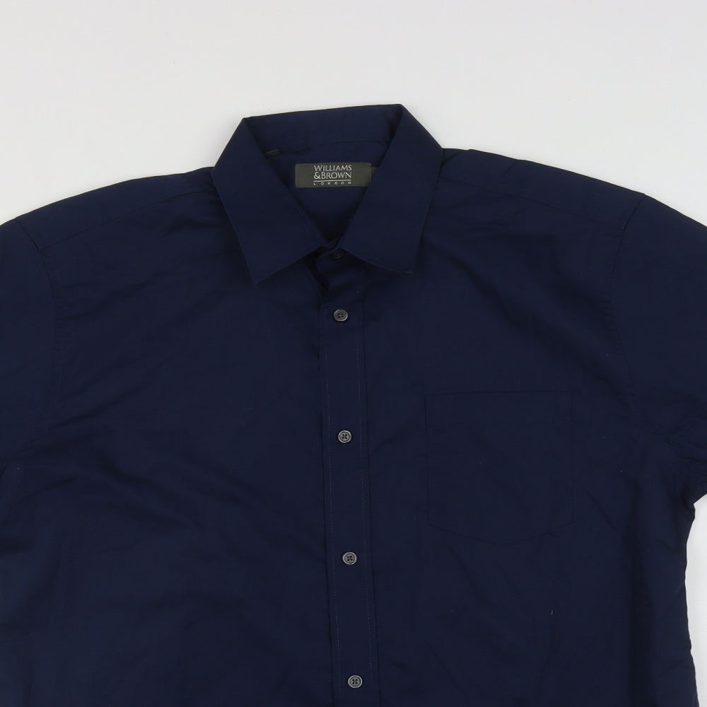 Williams&Brown Mens Black  Polyester  Button-Up Size 17 Collared Button