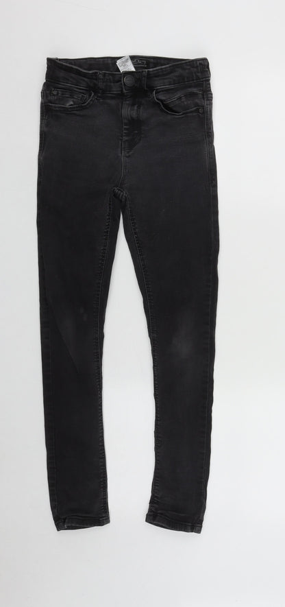 NEXT Girls Black  Cotton Skinny Jeans Size 9 Months L25 in Regular Zip