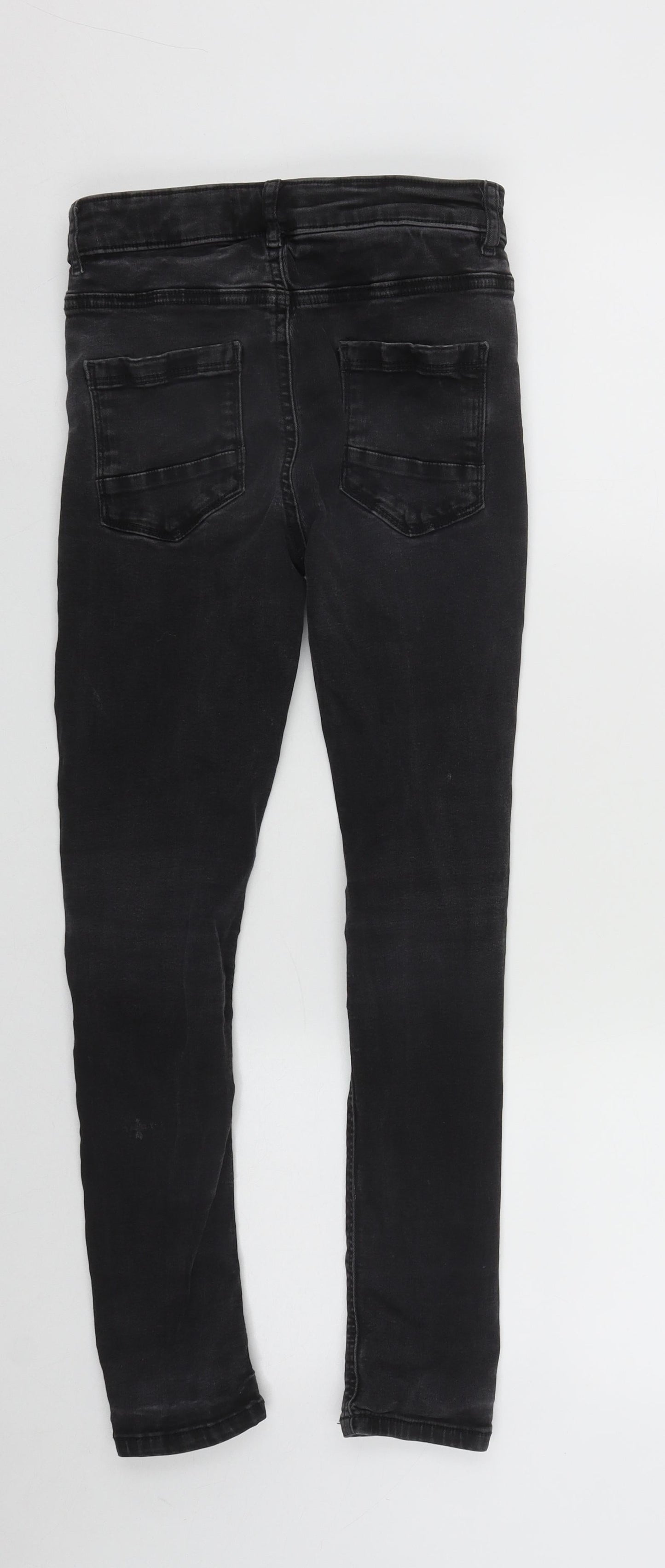 NEXT Girls Black  Cotton Skinny Jeans Size 9 Months L25 in Regular Zip