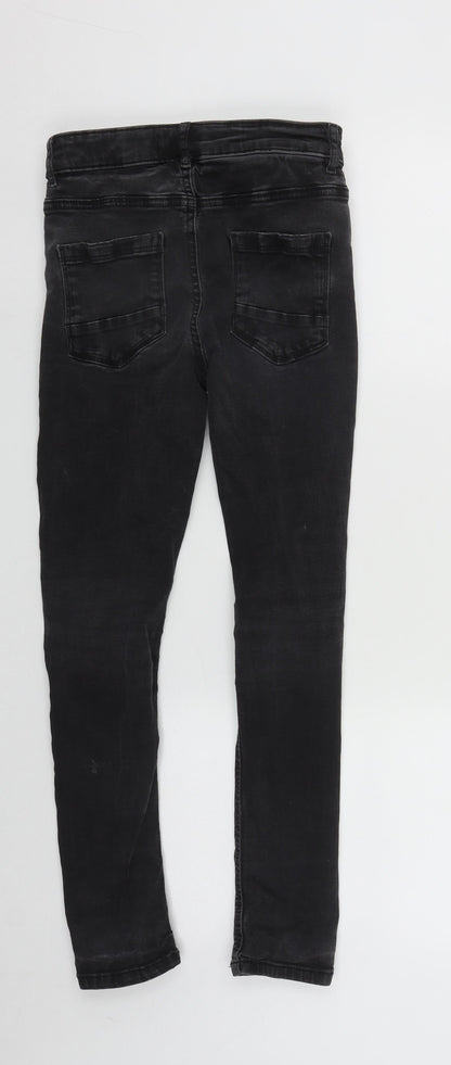 NEXT Girls Black  Cotton Skinny Jeans Size 9 Months L25 in Regular Zip
