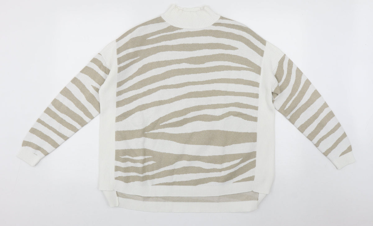 Additional front view of JDWilliams women’s multicoloured high neck geometric cotton jumper, size UK 12