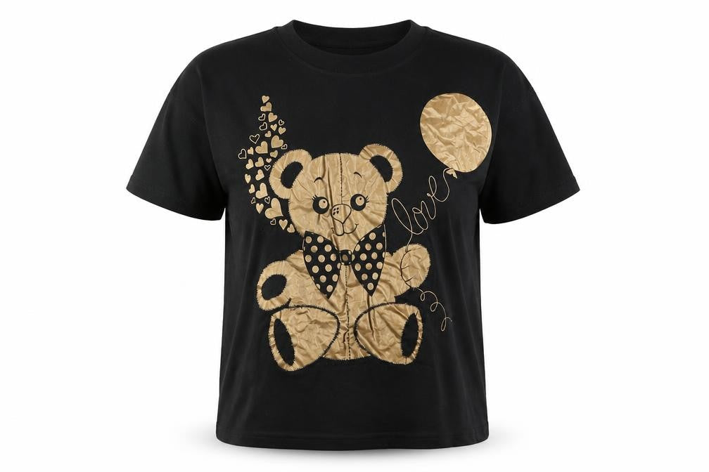 Front view of Screen Stars women’s beige polyester basic t-shirt, size S, round neck - bear