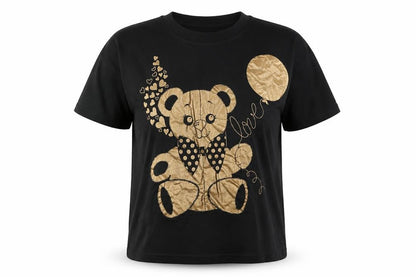 Front view of Screen Stars women’s beige polyester basic t-shirt, size S, round neck - bear