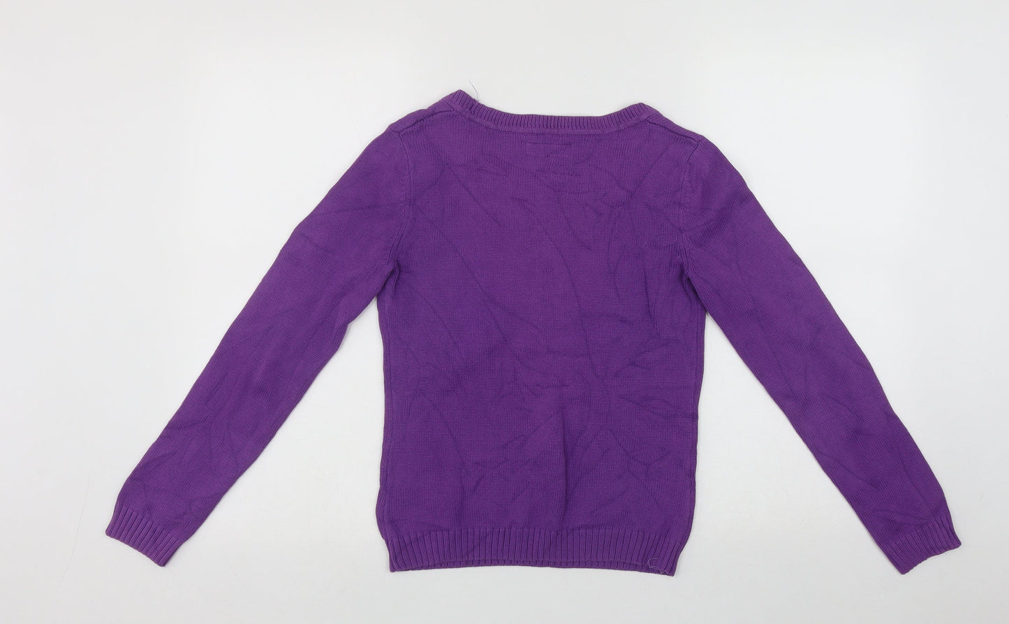 Yishion Womens Purple Scoop Neck  Cotton Pullover Jumper Size S