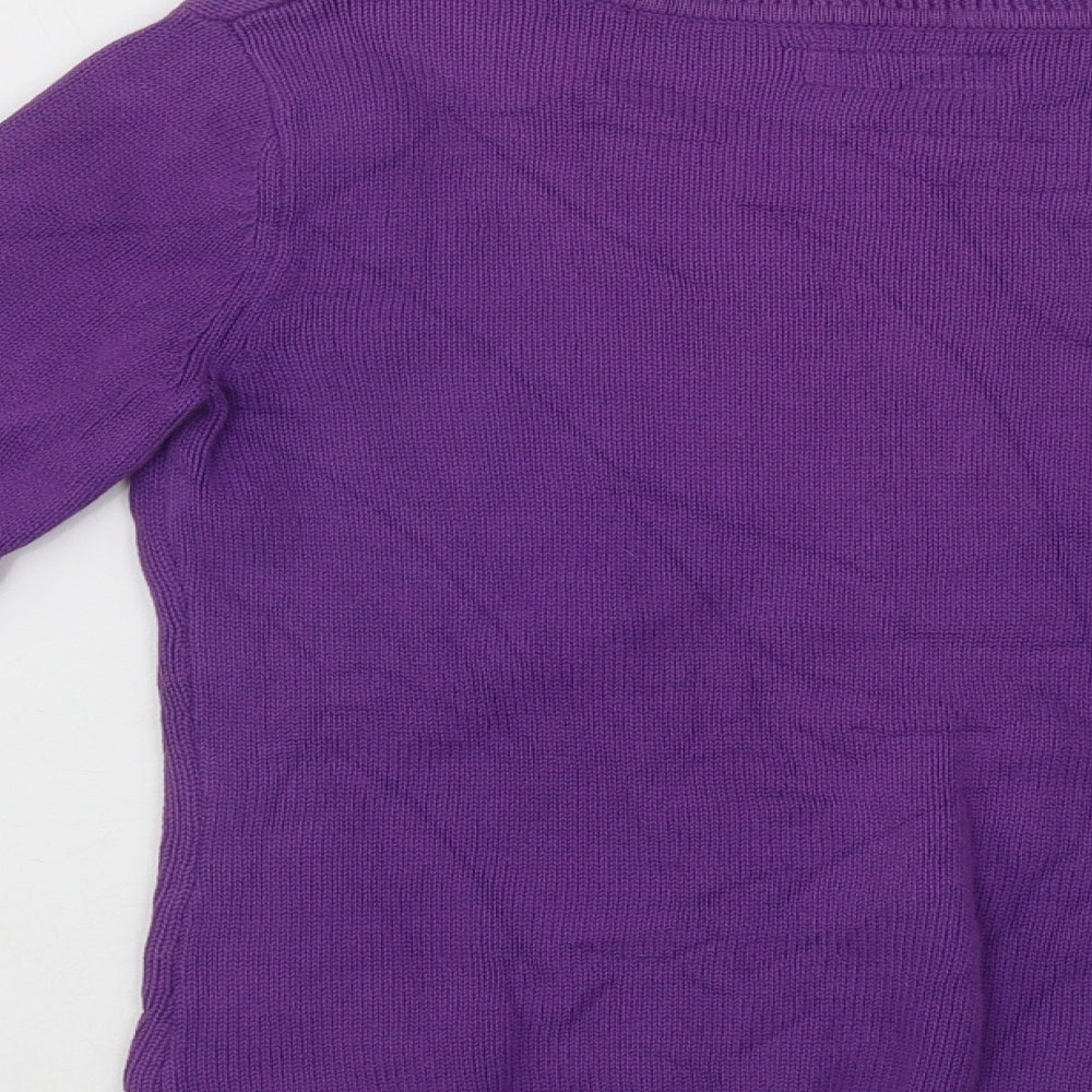 Yishion Womens Purple Scoop Neck  Cotton Pullover Jumper Size S