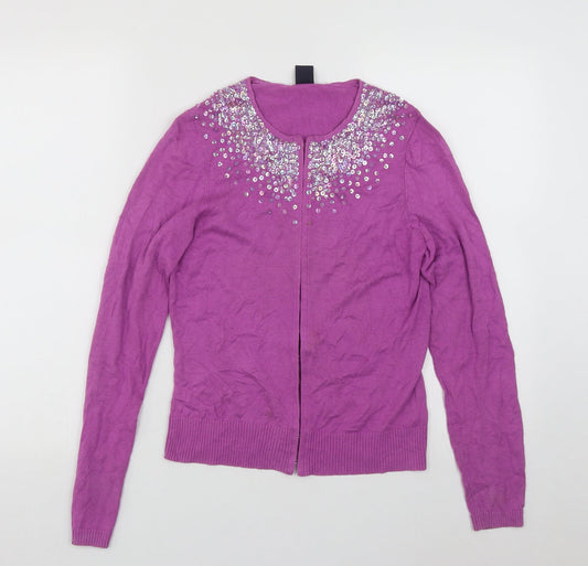 Gap Womens Purple Roll Neck  Cotton Cardigan Jumper Size S