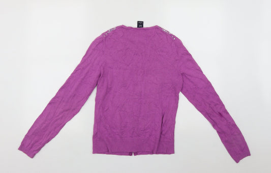 Gap Womens Purple Roll Neck  Cotton Cardigan Jumper Size S