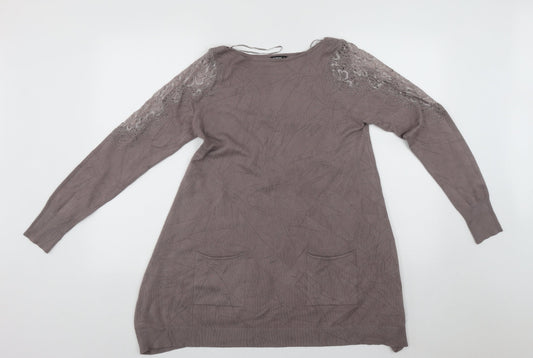 Womens UK Size 12 Roman Beige Pullover Jumper
