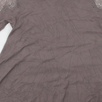Womens UK Size 12 Roman Beige Pullover Jumper