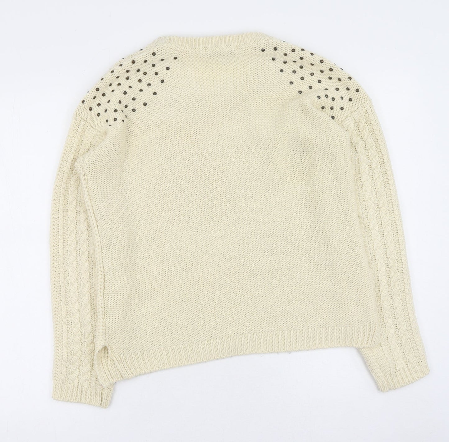 Primark Womens Beige Round Neck  Acrylic Pullover Jumper Size 10