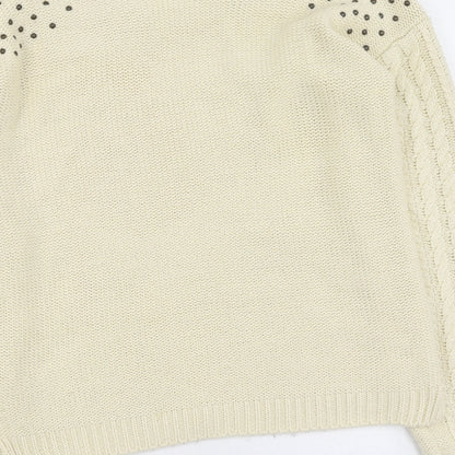 Primark Womens Beige Round Neck  Acrylic Pullover Jumper Size 10