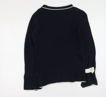 Womens UK Size S Papaya Blue Pullover Jumper
