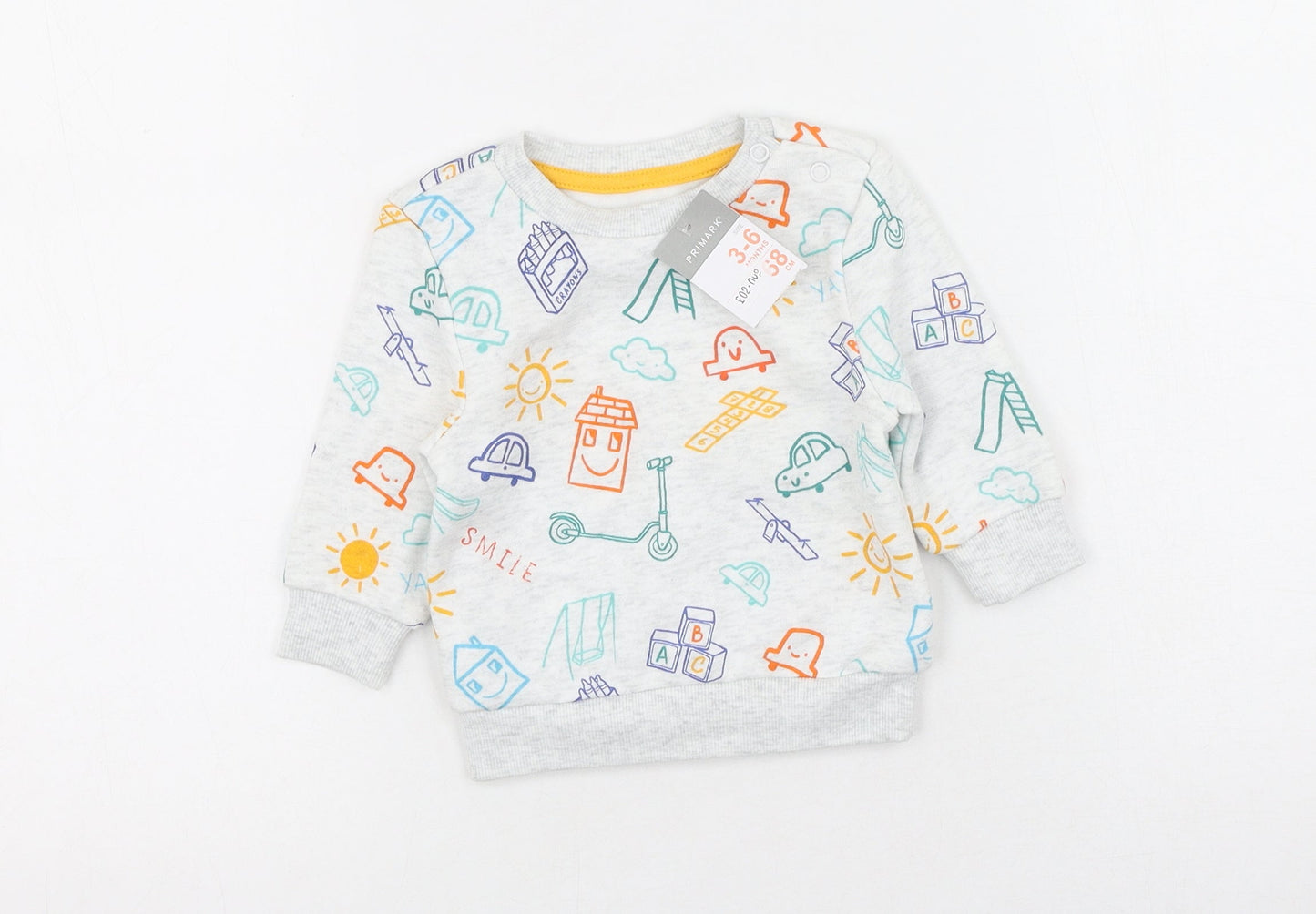 Primark  Grey  Polyester Pullover Jumper Size 3-6 Months