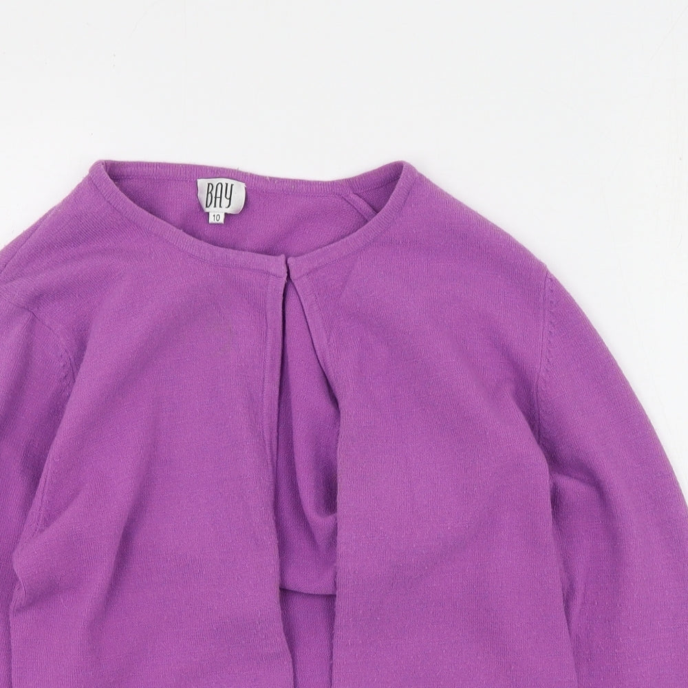 BAY Womens Purple V-Neck  Acrylic Cardigan Jumper Size 10