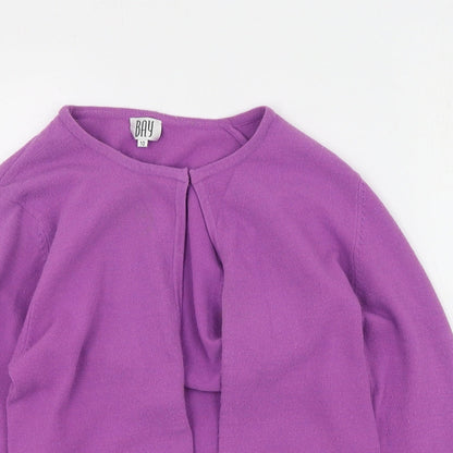 BAY Womens Purple V-Neck  Acrylic Cardigan Jumper Size 10