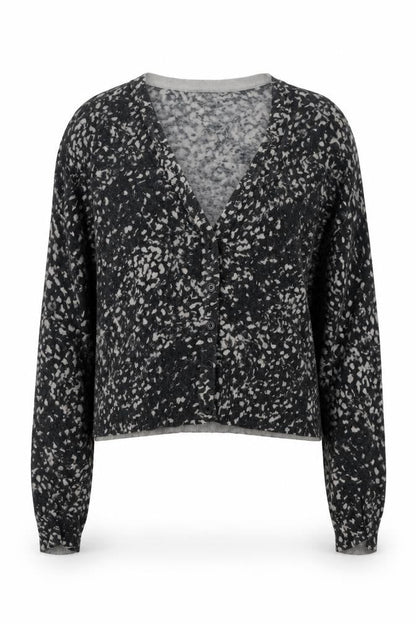 Front view of H&M women’s multicoloured v-neck viscose cardigan jumper, size M