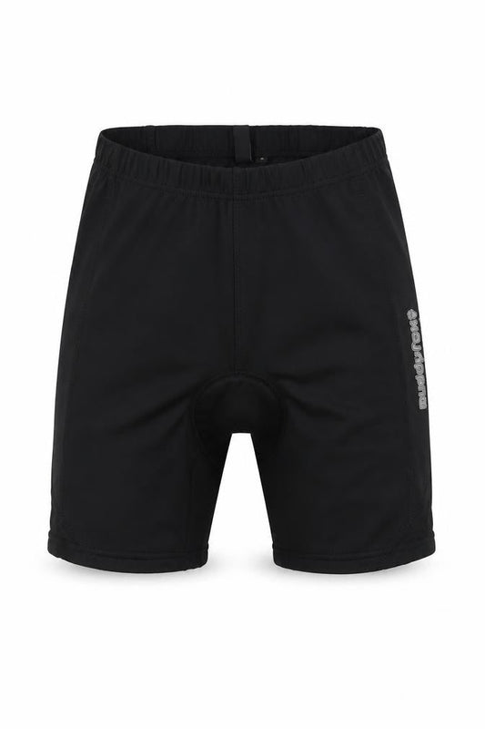 Front view of Muddy Fox men’s black polyester sweat shorts, size S, 6-inch leg regular