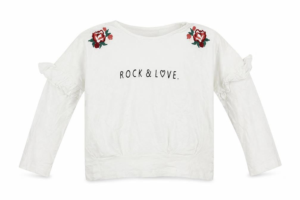Front view of Matalan girls’ white cotton pullover t-shirt, size 7, years crew neck pullover