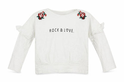 Front view of Matalan girls’ white cotton pullover t-shirt, size 7, years crew neck pullover