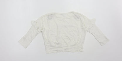 Matalan Girls White  Cotton Pullover T-Shirt Size 7 Years Crew Neck Pullover