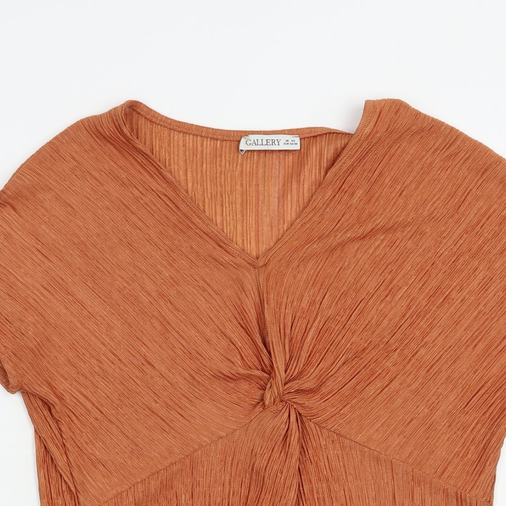Womens UK Size XS Gallery Orange Basic Blouse