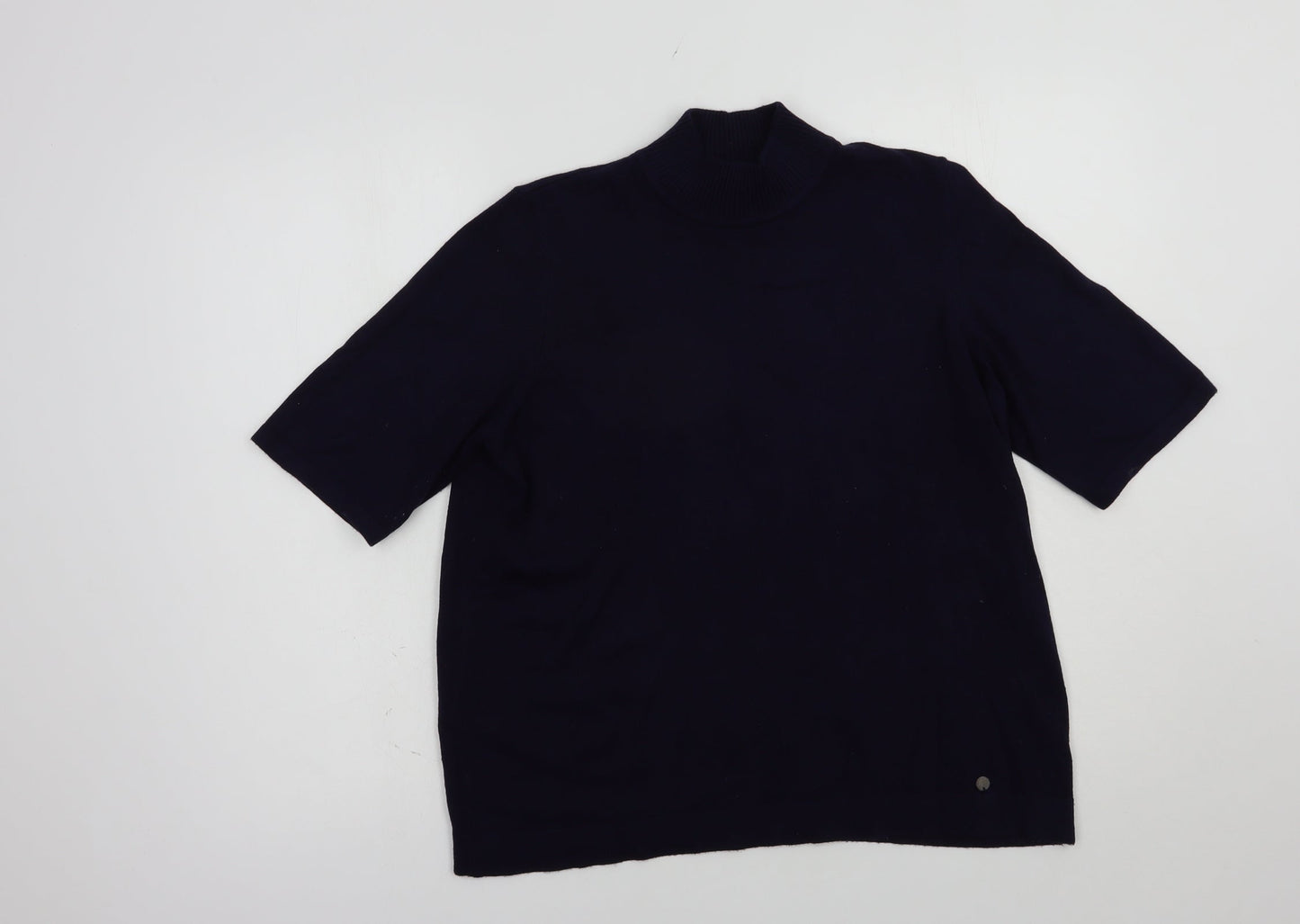 Gollehaug Womens Blue Mock Neck  Acrylic Pullover Jumper Size 14