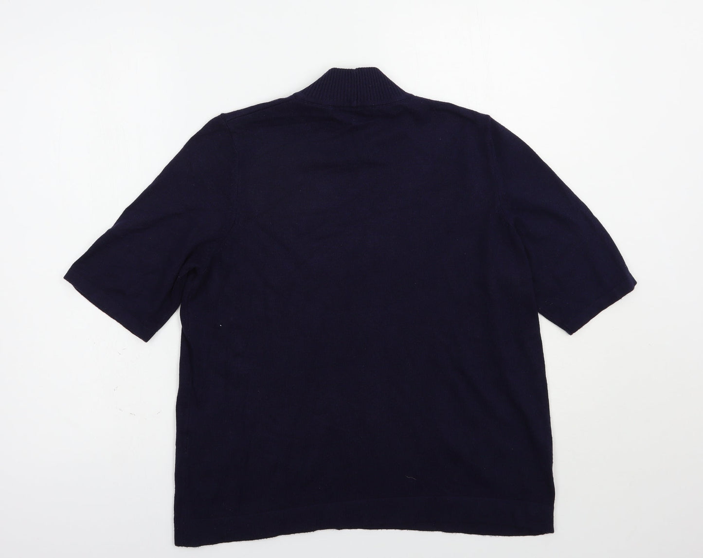 Gollehaug Womens Blue Mock Neck  Acrylic Pullover Jumper Size 14
