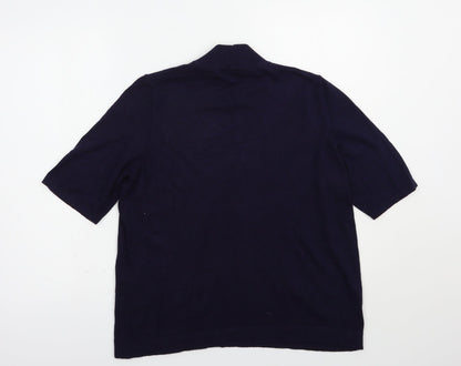 Gollehaug Womens Blue Mock Neck  Acrylic Pullover Jumper Size 14