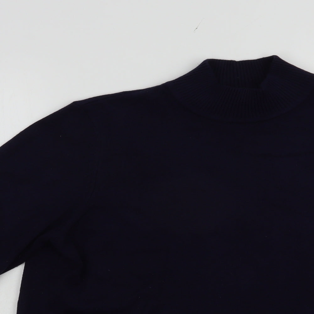 Gollehaug Womens Blue Mock Neck  Acrylic Pullover Jumper Size 14