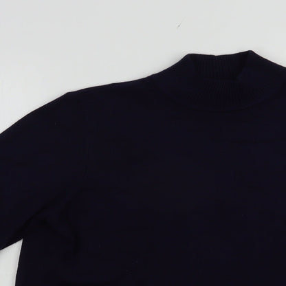 Gollehaug Womens Blue Mock Neck  Acrylic Pullover Jumper Size 14