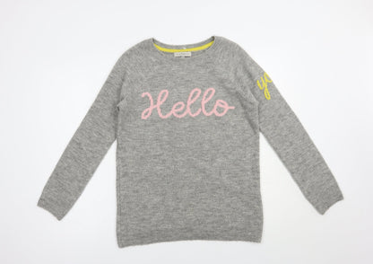 Nutmeg Womens Grey Crew Neck  Acrylic Pullover Jumper Size 10