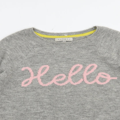 Nutmeg Womens Grey Crew Neck  Acrylic Pullover Jumper Size 10