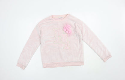 Additional front view of River Island girls’ pink polyester pullover sweatshirt, size 11-12, years pullover