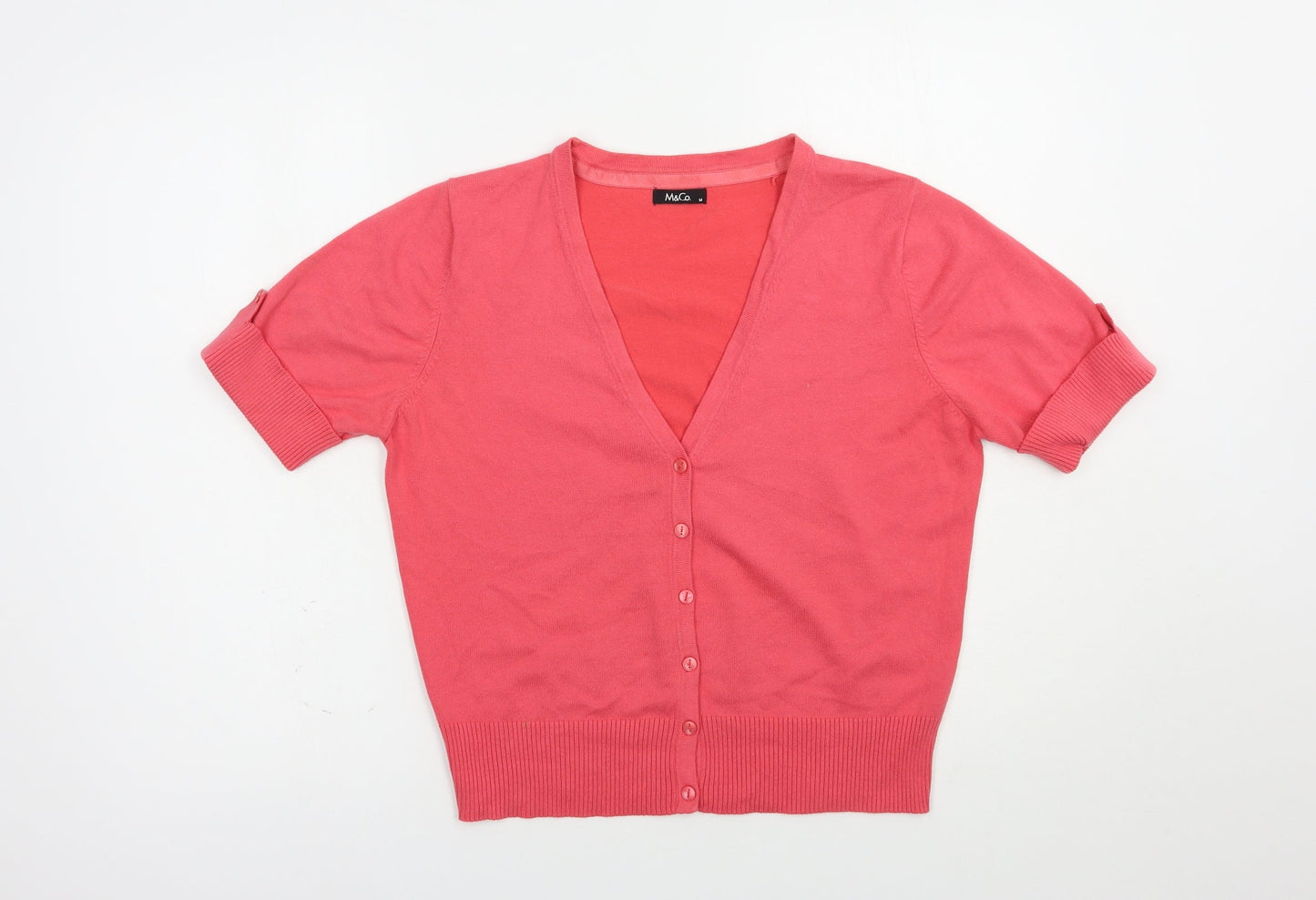 Womens UK Size M M&Co Pink Full Zip Jumper