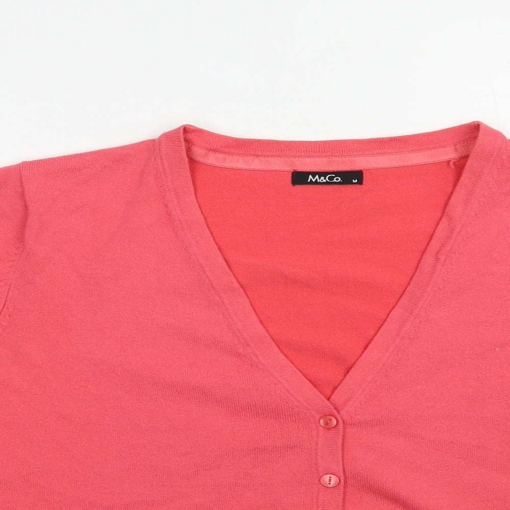 Womens UK Size M M&Co Pink Full Zip Jumper