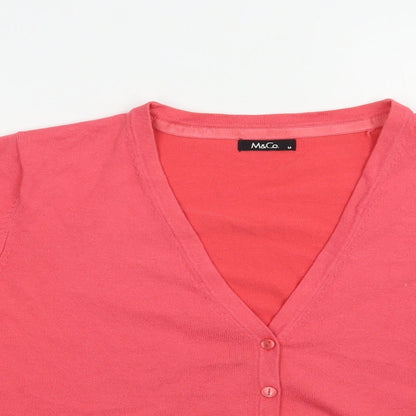 Womens UK Size M M&Co Pink Full Zip Jumper