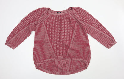 George Womens Pink Boat Neck  Acrylic Pullover Jumper Size 16