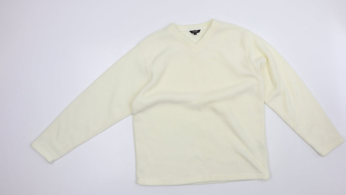 Additional front view of Sport women’s ivory polyester pullover sweatshirt, size UK 16, pullover
