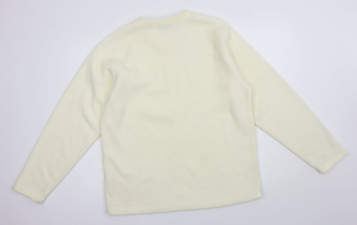 Back view of Sport women’s ivory polyester pullover sweatshirt, size UK 16, pullover