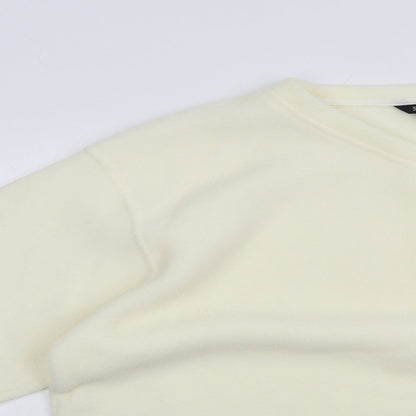 Close-up detail of Sport women’s ivory polyester pullover sweatshirt, size UK 16, pullover