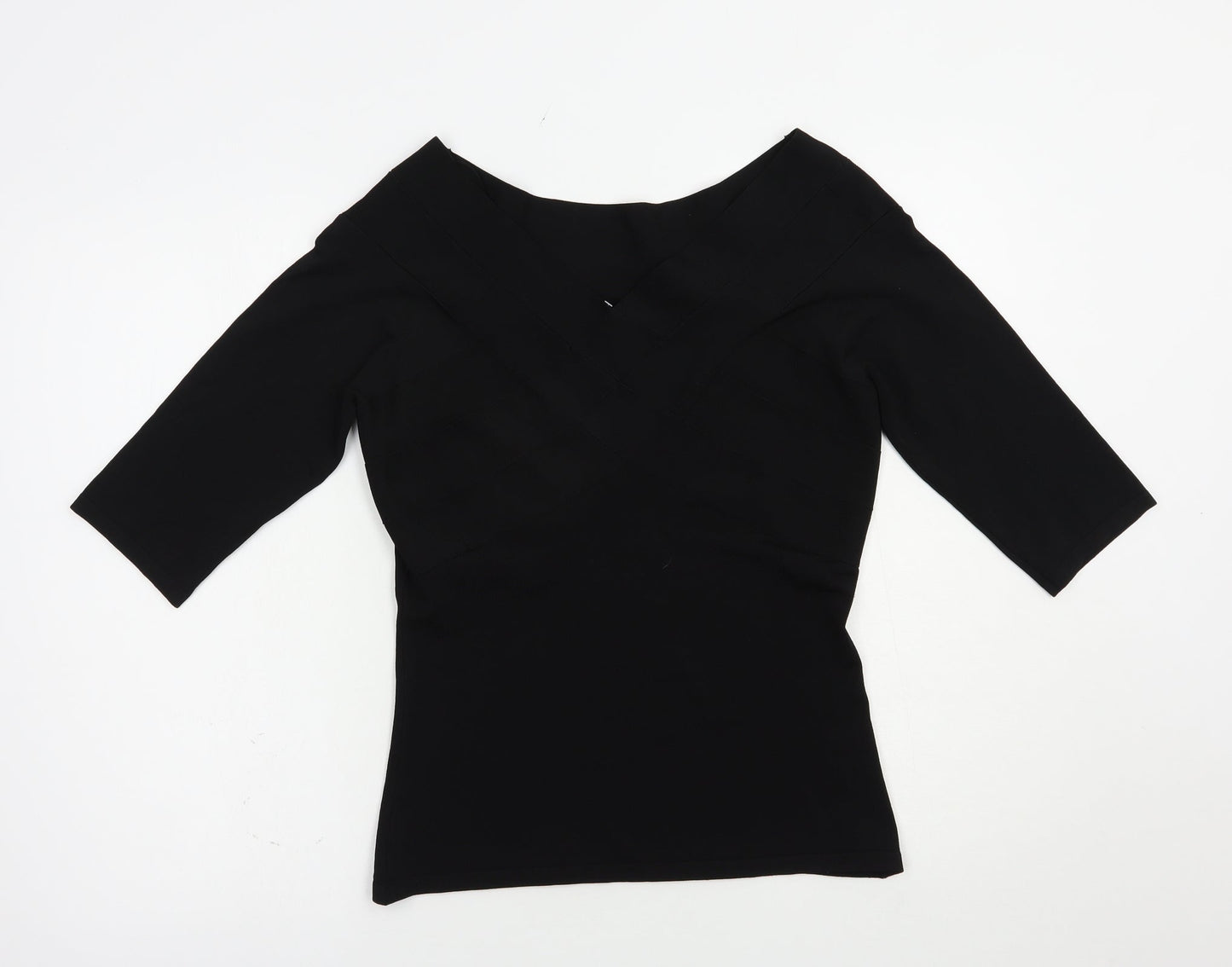 Alex & Co. Womens Black V-Neck  Viscose Pullover Jumper Size S