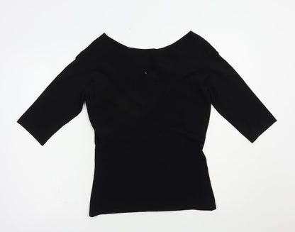 Alex & Co. Womens Black V-Neck  Viscose Pullover Jumper Size S