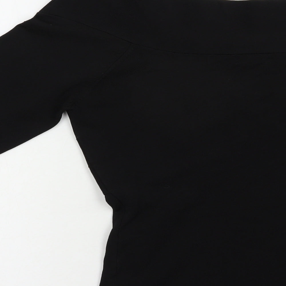 Alex & Co. Womens Black V-Neck  Viscose Pullover Jumper Size S