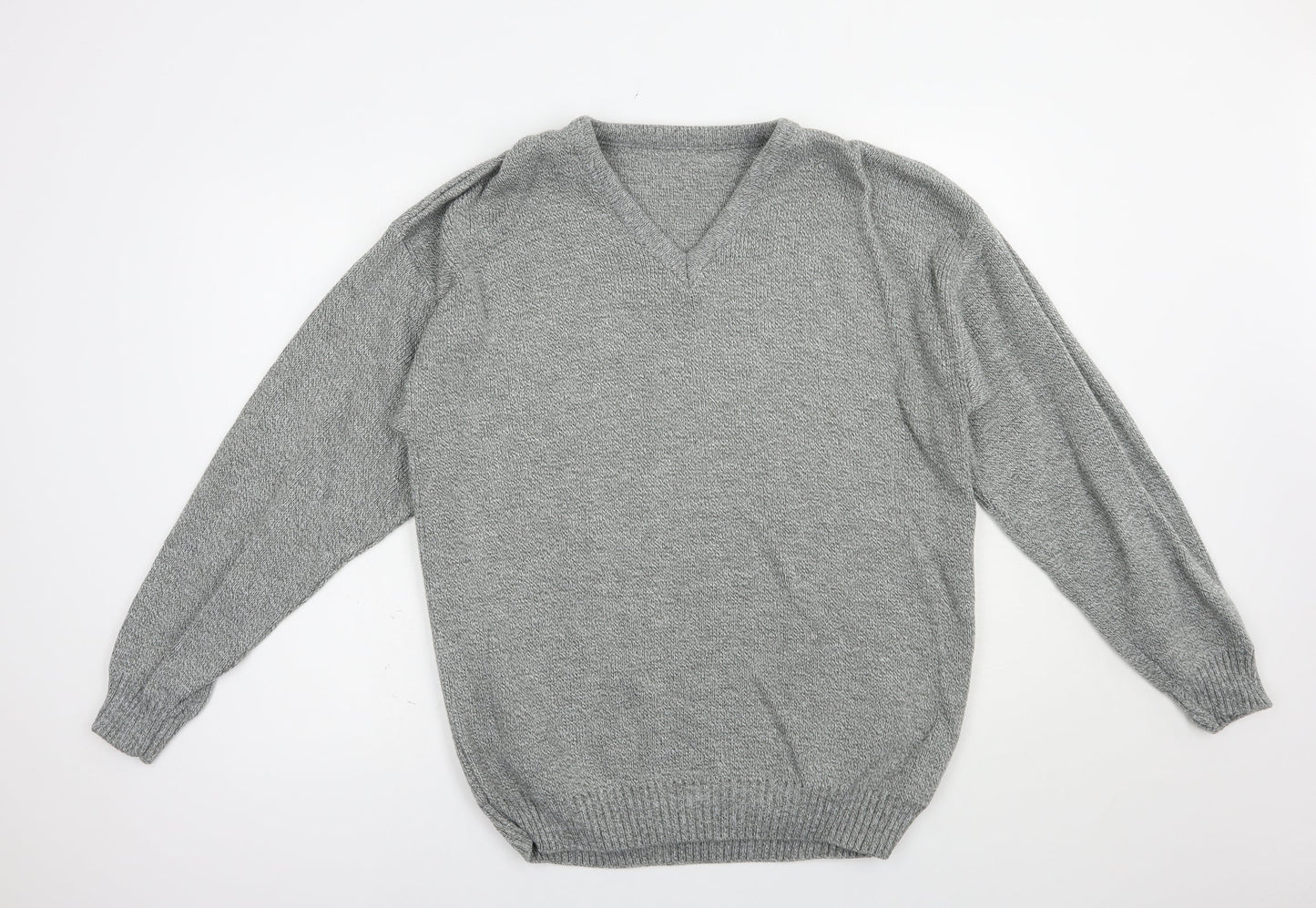 Premier Man Mens Grey V-Neck  Acrylic Pullover Jumper Size M