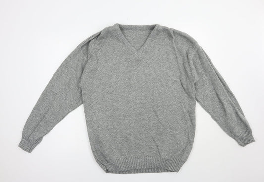 Premier Man Mens Grey V-Neck  Acrylic Pullover Jumper Size M