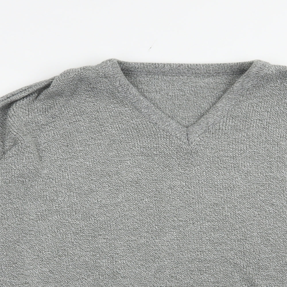 Premier Man Mens Grey V-Neck  Acrylic Pullover Jumper Size M