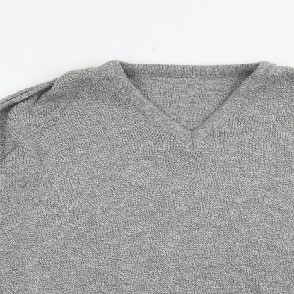Premier Man Mens Grey V-Neck  Acrylic Pullover Jumper Size M