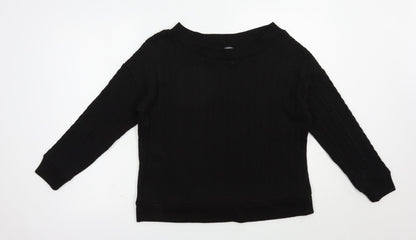 Nutmeg Womens Black Boat Neck  Polyester Pullover Jumper Size 14